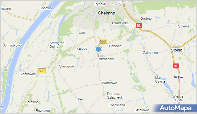 mapa Brzozowo, Brzozowo gmina Kijewo Królewskie na mapie Targeo